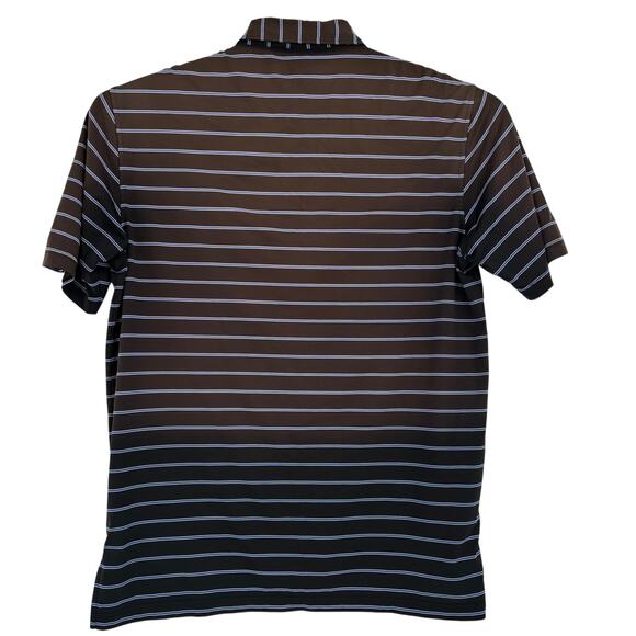 Peter Millar Summer Comfort Large Black Blue Striped Golf Polo Shirt - Picture 6 of 7